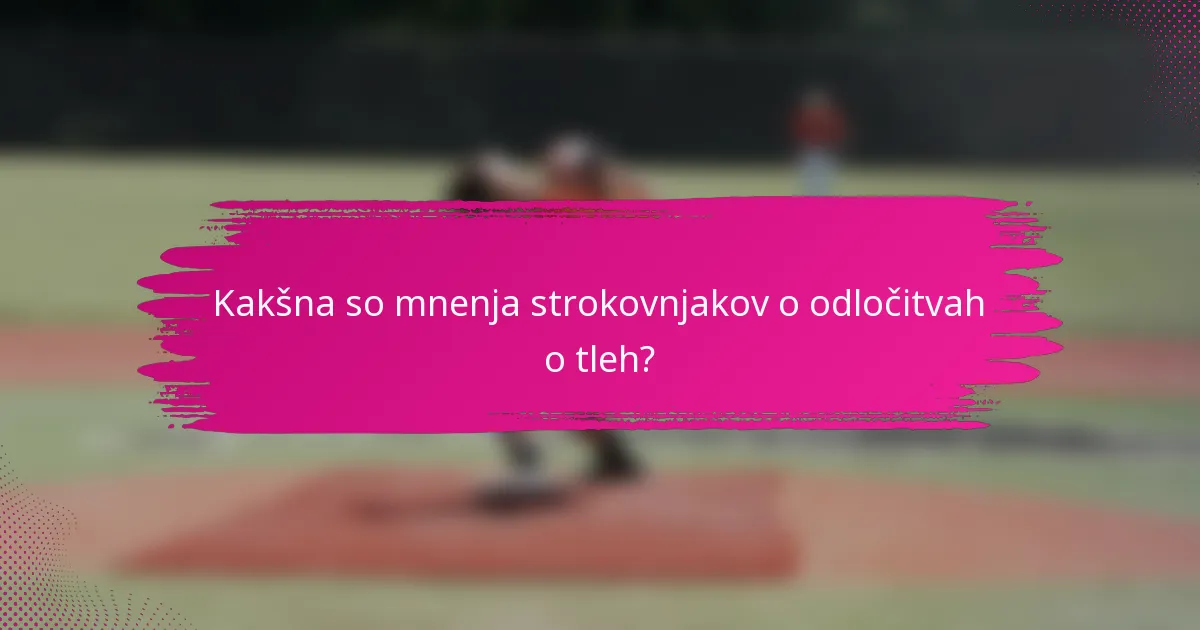 Kakšna so mnenja strokovnjakov o odločitvah o tleh?